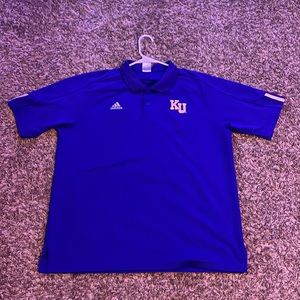 Blue Adidas/KU Mens Polo